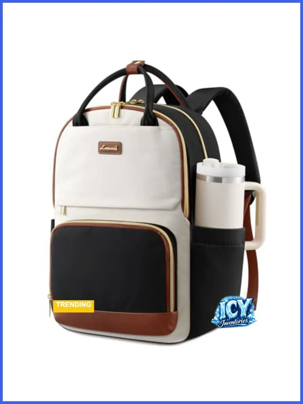 27L Laptop Backpack with Water Bottle Pockets, Waterproof Travel Backpack for